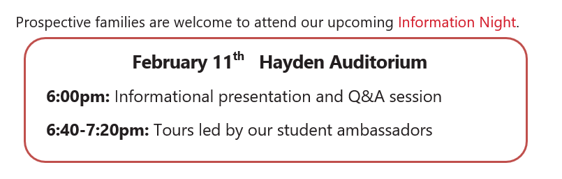 Information Night on Feb. 11th