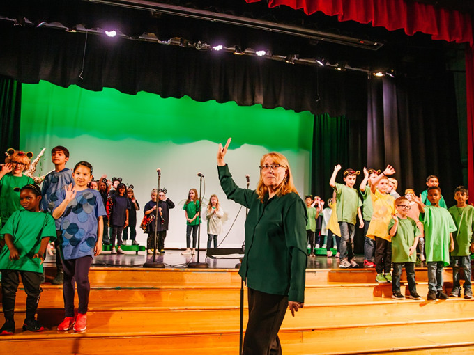 Students performing in the 2nd Grade musical.